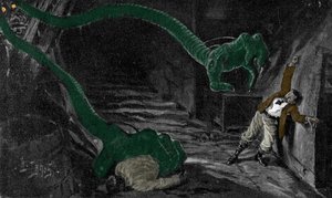 Il romanzo "La guerra dei mondi" di H. G. Wells (Herbert George) (1866-1946). Illustrazione di H. Lanos. Inizio del secolo. da Henri Lanos