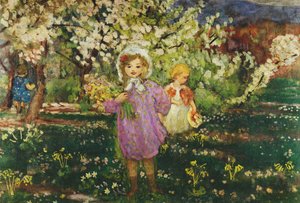 Bambini in un frutteto in fiore, 1914 da Henri Lebasque