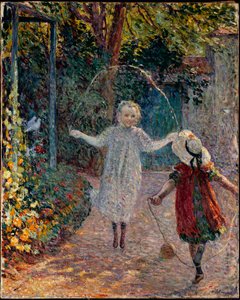 Bambini che saltano la corda in giardino da Henri Lebasque