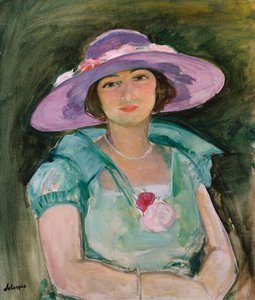 Ritratto di Marthe Lebasque con un cappello viola, 1925-26 da Henri Lebasque