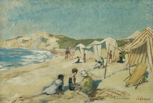 La spiaggia a Pointe St Gildas, c.1920 da Henri Lebasque