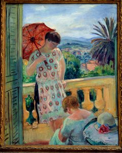 Due donne su un balcone con vista sull