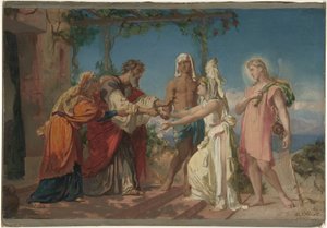 Tobias porta la sua sposa Sarah a casa di suo padre, Tobit da Henri Lehmann