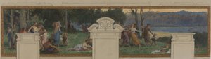 Bozzetto per il Municipio di Pantin: Allegorie del Canale Ourcq, Lavoro e Navigazione - Festa campestre da Henri Leopold Levy