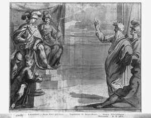 Vita di Cristo, San Paolo che predica, studio preparatorio del cartone per arazzo per la chiesa di Saint-Merri a Parigi, c.1585-90 da Henri Lerambert