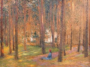 Un camminatore seduto nel bosco, c.1890 da Henri Martin