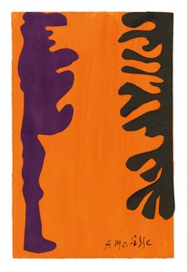 Arabeschi neri e viola su sfondo arancione da Henri Matisse
