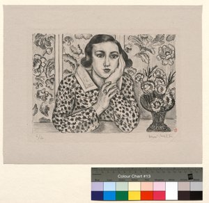 Ragazza appoggiata al paravento: ragazza con un mazzo di fiori da Henri Matisse