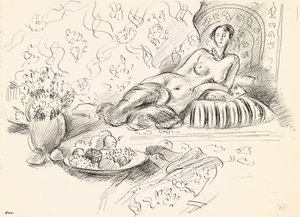 Odalisca sdraiata II, 1927 circa (penna e inchiostro su carta) da Henri Matisse