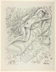 Nudo che riposa su una chaise con sfondo Mashrabiya da Henri Matisse
