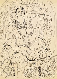 Odalisca con sfondo fiorito da Henri Matisse