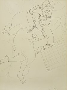 Odalische con scacchiera, 1928 circa (penna e inchiostro nero su carta)