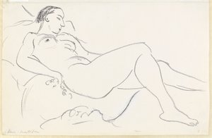 Nudo femminile reclinato (gesso bianco e nero su carta) da Henri Matisse