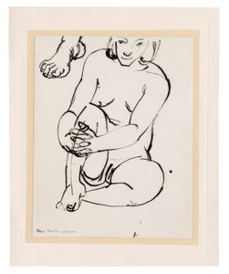 Nudo femminile seduto, che tiene un ginocchio, con schizzo di un piede da Henri Matisse