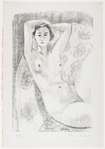 Nudo seduto in poltrona con decorazione floreale da Henri Matisse