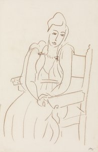 Donna seduta (pastello a cera marrone su carta) da Henri Matisse