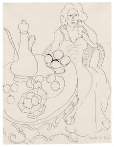 Donna seduta davanti a un tavolo da portata da Henri Matisse