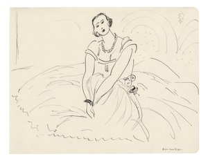 Donna seduta con abito a gonna intera da Henri Matisse