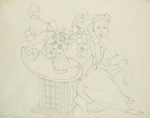Donna seduta con vaso di tulipani da Henri Matisse