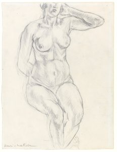 Nudo seduto, 1918 circa (grafite e gesso nero su carta) da Henri Matisse
