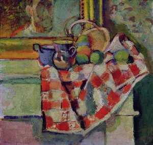 Natura morta con tovaglia a quadri, 1903 circa (olio su tela) da Henri Matisse