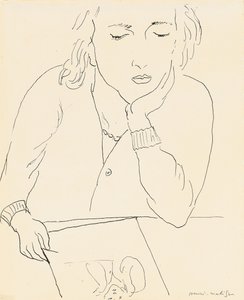 Donna che legge (penna e inchiostro su carta) da Henri Matisse