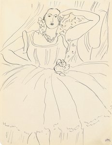 Donna in abito da sera (penna e inchiostro su carta) da Henri Matisse