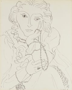 Donna con camicia a balze e collana di perle da Henri Matisse