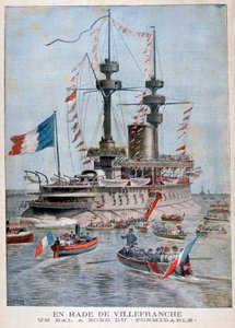 Un ballo a bordo della nave da battaglia Formidable, Porto di Villefranche, Francia, 1896 da Henri Meyer