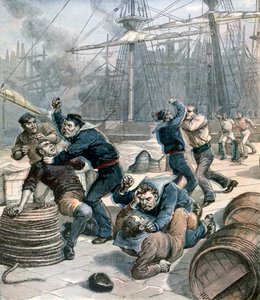 Rissa tra marinai inglesi e tedeschi ai Millwall Docks, Londra, 1892