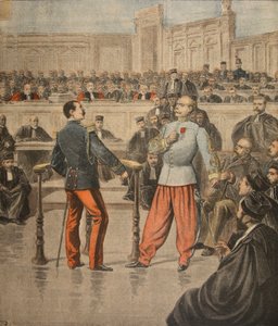 Il colonnello Henry e il tenente colonnello Picquart parlano davanti alla Corte d