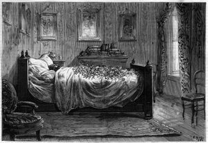 Morte di Leon Gambetta (1838-1882) politico francese - la Camera Mortuaria - in 