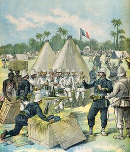 Distribuzione di alcolici alle truppe coloniali nel Dahomey da Henri Meyer