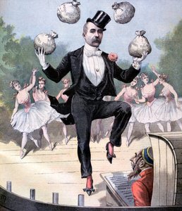Georges Clemenceau che gioca con sacchi di denaro inglese da Henri Meyer