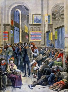 Immigrati italiani cercano rifugio alla Gare Saint Lazare da Henri Meyer