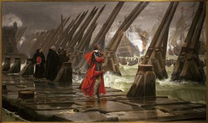 Richelieu sulla diga di La Rochelle, dipinto di Henri Motte (1846-1922)