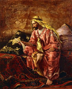 Un arabo che legge una lettera