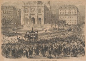 Il funerale di Gioacchino Rossini. Il corteo funebre lascia la chiesa da Henri Pierre Léon Pharamond Blanchard