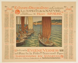 Kalender für 1898: Dekorative Drucke in Farben, Die Aspekte der Natur, zwölf Kompositionen von Henri Rivière da Henri Rivière