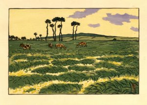 Mucche nel campo di la Garde-Guérin (Saint-Briac) da Henri Rivière