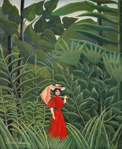 Donna in rosso nella foresta da Henri Rousseau