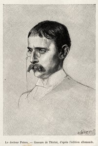 Ritratto del Dr. Carl Peters (1856-1918) esploratore tedesco (incisione) da Henri Thiriat