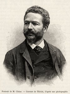 Ritratto di Jules Claine (1856-1939), esploratore e diplomatico, autore del racconto. Incisione di Thiriat per illustrare il racconto "Un anno in Malesia", di Jules Claine (1856-1939) da Henri Thiriat