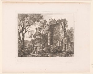 Compagnia in un paesaggio con rovine
