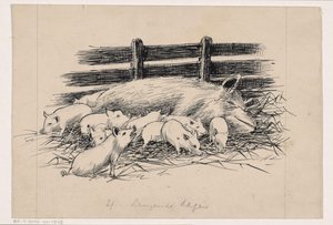 Scrofa che allatta i suoi maialini da Henri Verstijnen