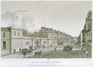 La Banca di Francia da Rue Croix-Petits-Champs, inciso da Eugène Dubois, 1800 da Henri after Courvoisier Voisin