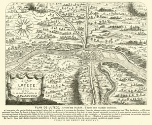 Piano della città romana di Lutetia, sito della moderna Parigi (incisione)