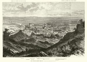 Roma vista dal Colle Celio al tempo di Giulio Cesare (incisione)