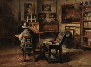 Lo Studio di Ferdinand De Braekeleer I, Padre del Pittore da Henri de Braekeleer