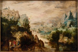 Paesaggio con la strada per Emmaus, c.1540 da Henri de Herri met de Bles
